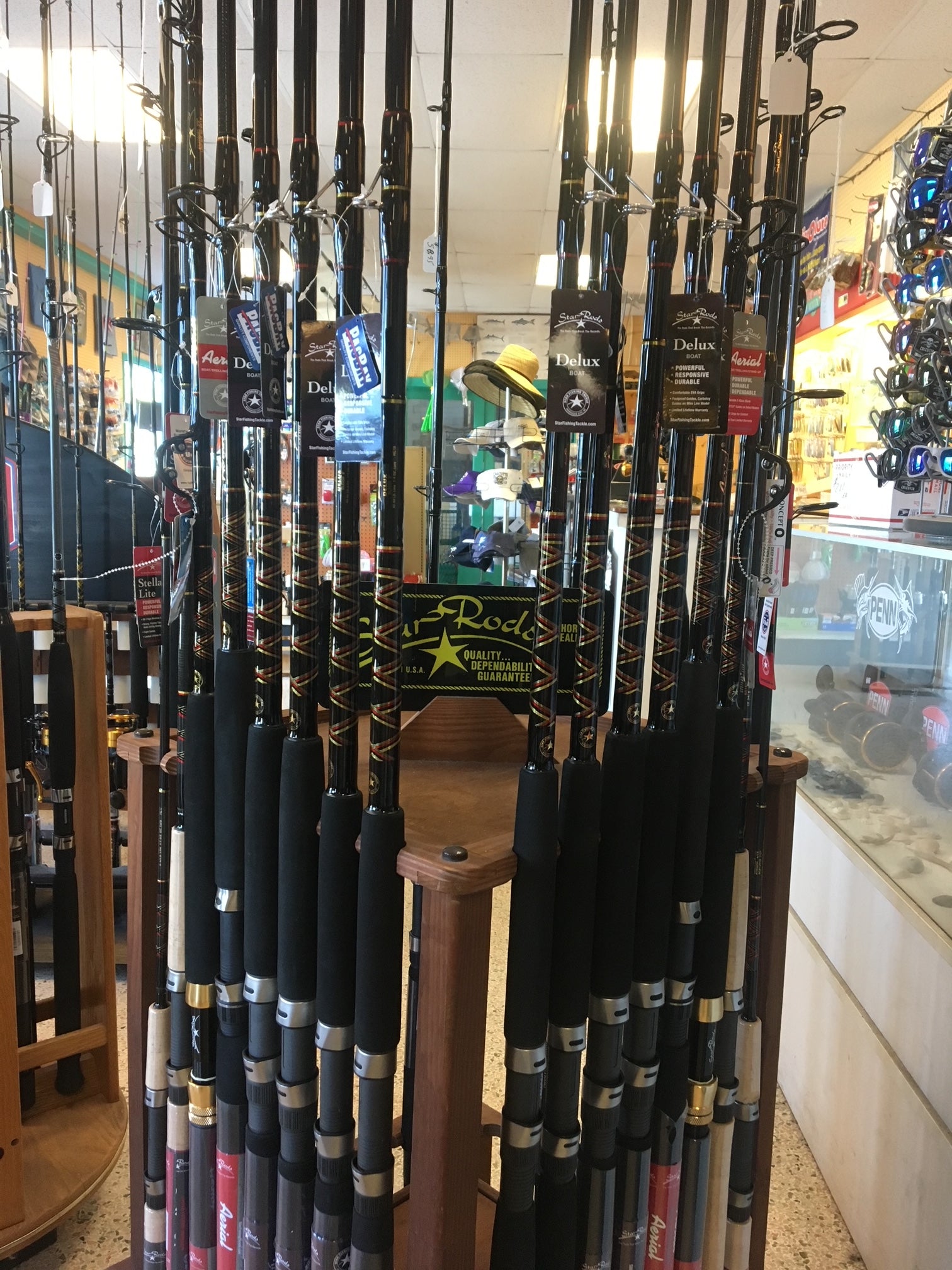 Star fishing rod display